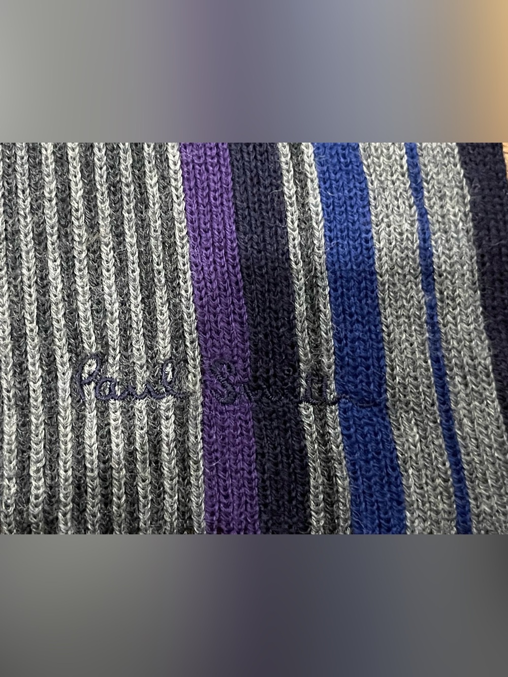 Paul Smith Striped Ribbed wool scarf men knit scarf
